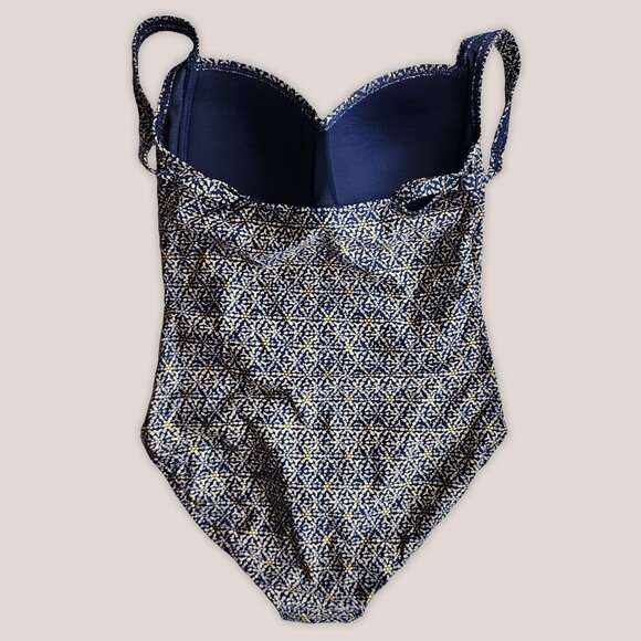 NipTuck Joanne Foil Twist Front Tummy Control One Piece Swimsuit Navy Blue - Picture 3 of 13